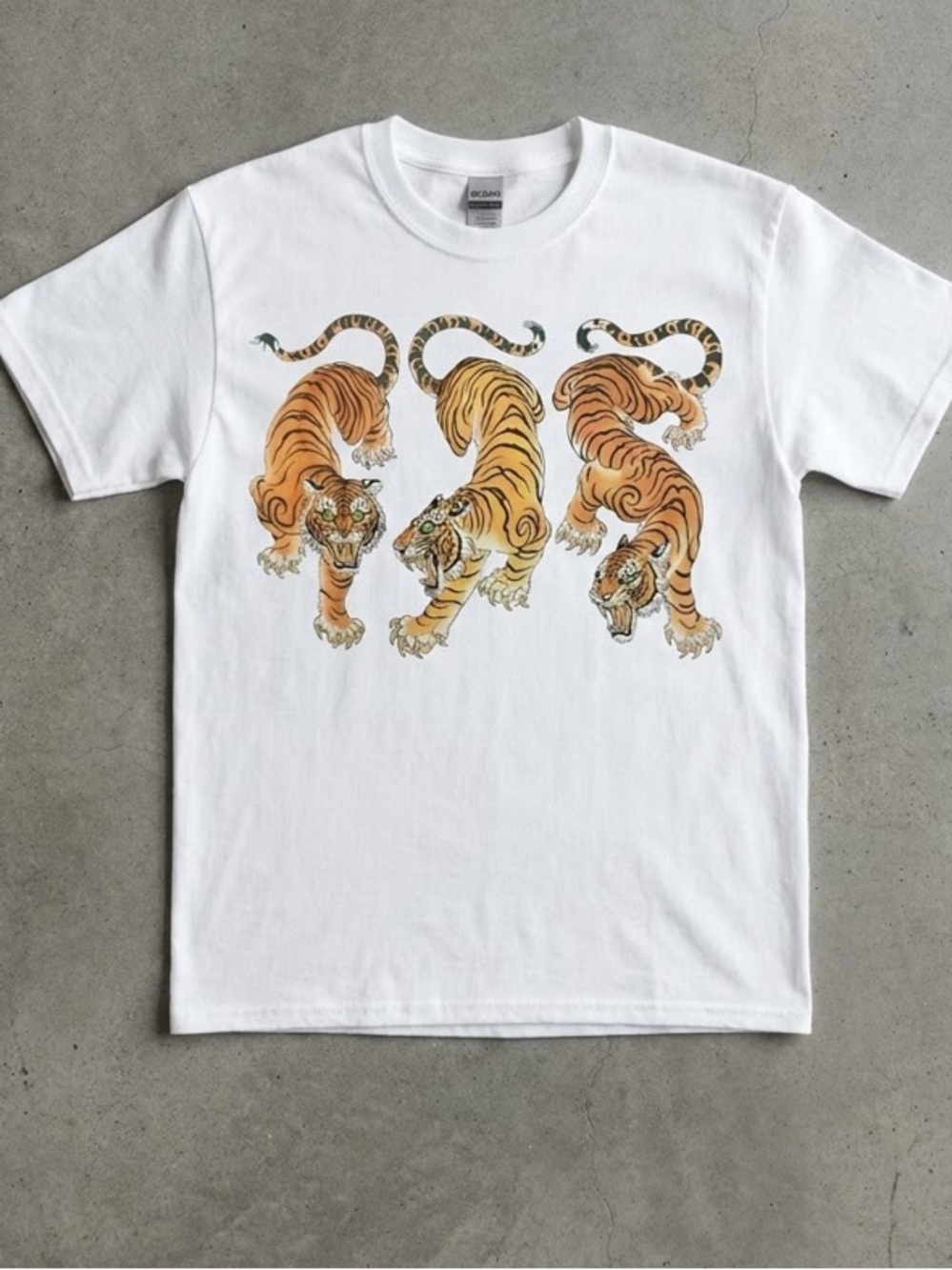 Gildan White Tee with Triple Tiger Graphic